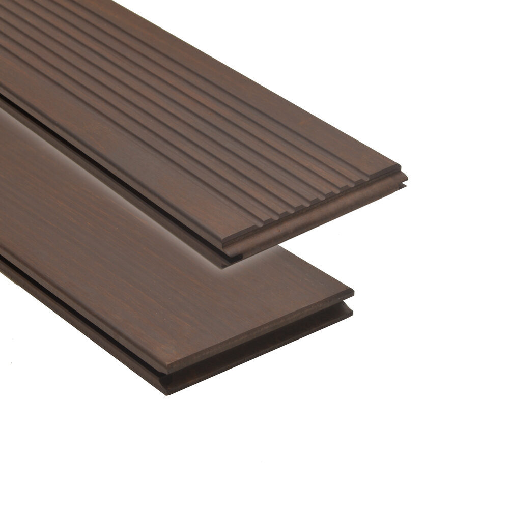 Tarima exterior Bamboo X treme (acabado Woca o Sikkens) Ranurado Liso 137x20 mm